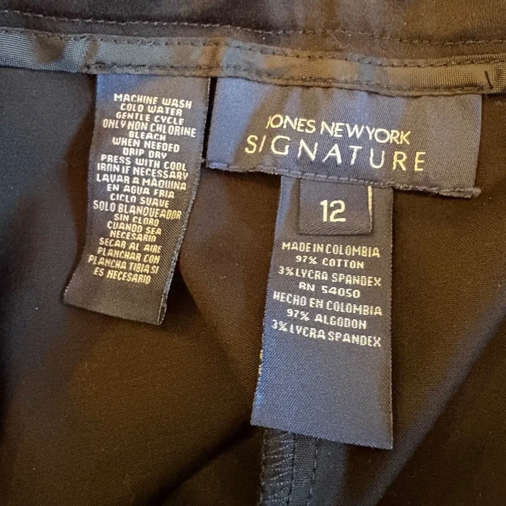 Jones New York Signature Pants Size 12 Black‎ Cotton Stretch Straight Leg Career - Picture 9 of 12